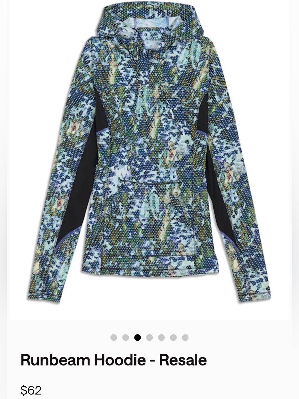 Lululemon Runbeam Hoodie Floral Print Hooded Pullover Black Panel Size S/4–6